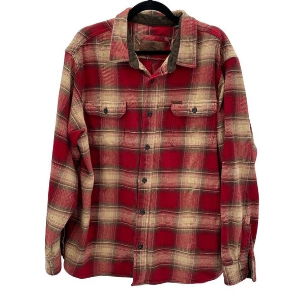 Orvis Heavyweight Flannel Red Plaid Button Up Shirt Men's Size XXL - Picture 1 of 10